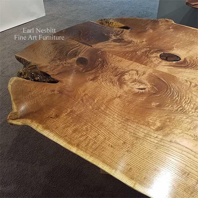 contemporary live edge table from above at one end